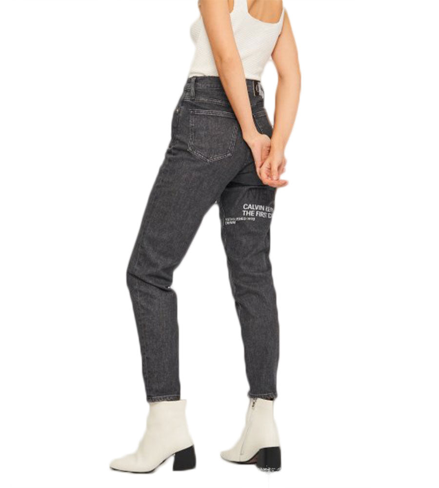 Mom Jeans logo stampato