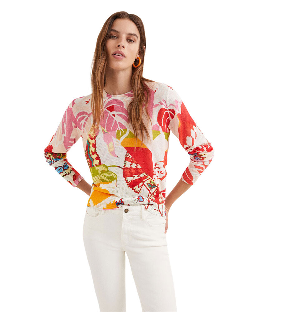Maglia Desigual stampa tropicale