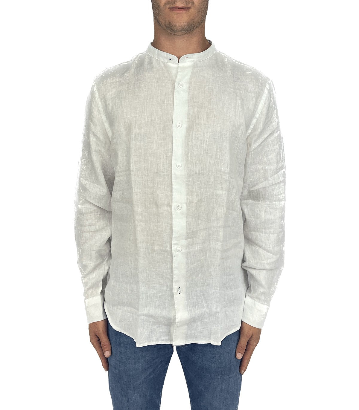 Camicia di lino collo alla coreana