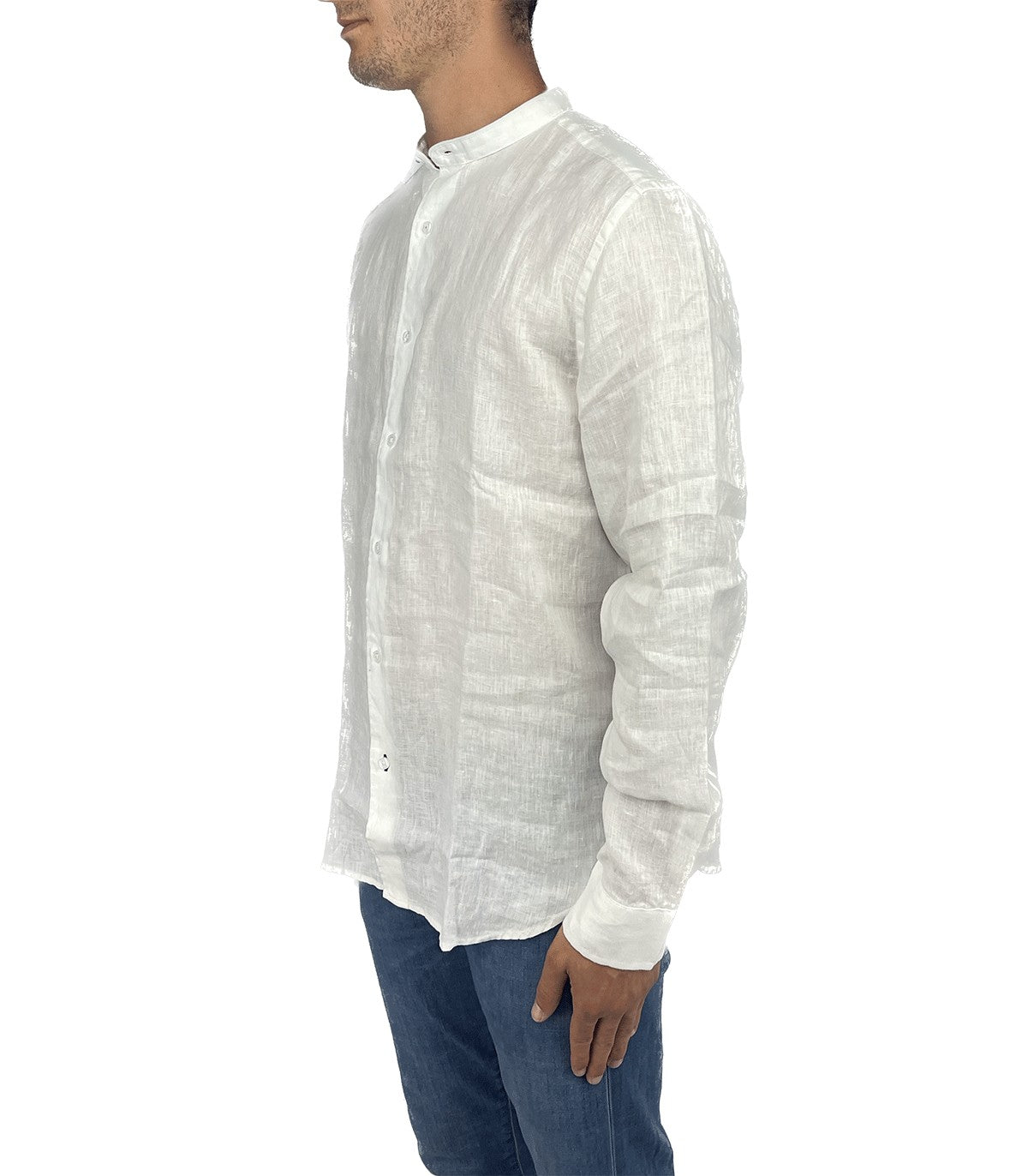 Camicia di lino collo alla coreana