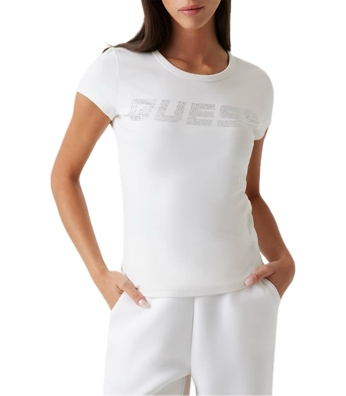 T-shirt con strass Donna Guess