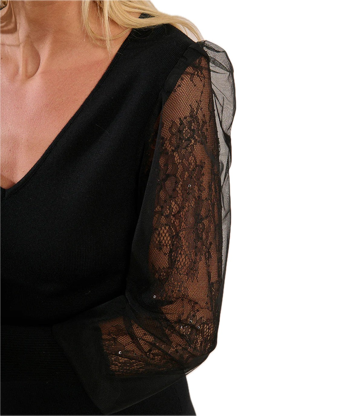 Abito corto in maglia e pizzo Molly Bran