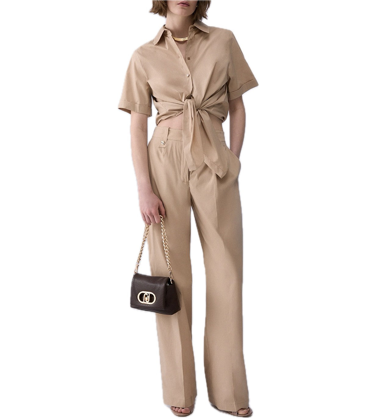 Pantaloni straight in popeline Liu Jo