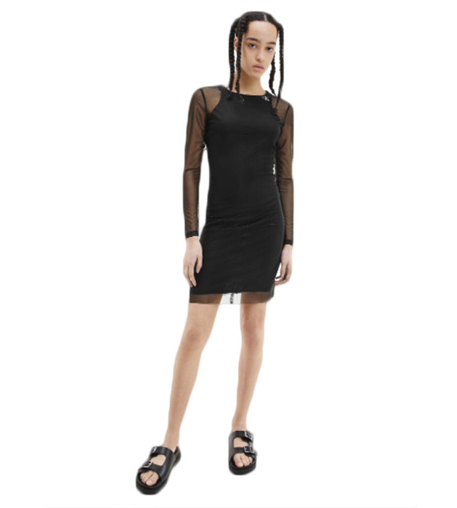 Abito bodycon in rete a doppio strato