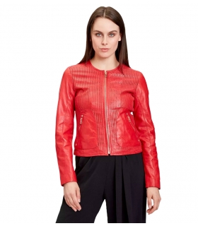 Perforated jacket in genuine leather