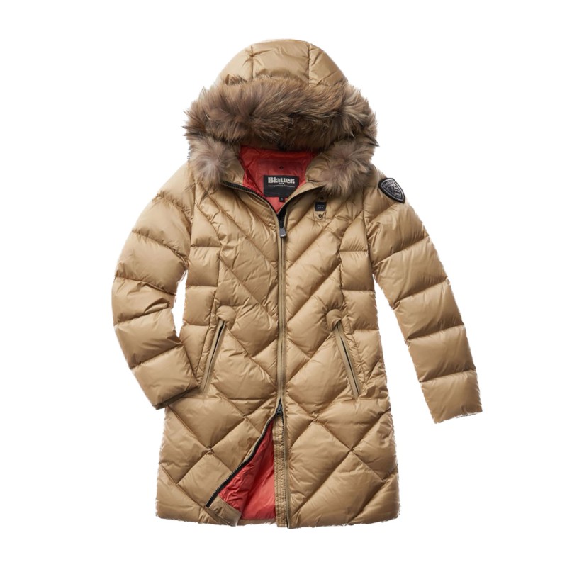 Down Jacket BLAUER Long Woman Exhausted Althea Padded Feather With Fur  23WBLD