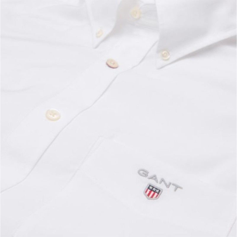 Camicia Uomo Gant in Popeline a Maniche Corte Colore Bianco e Celeste - 3046401