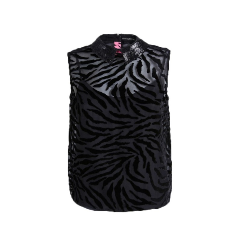 Top Donna Guess Zebrato Colore Nero - W01H91WCM20JBLK