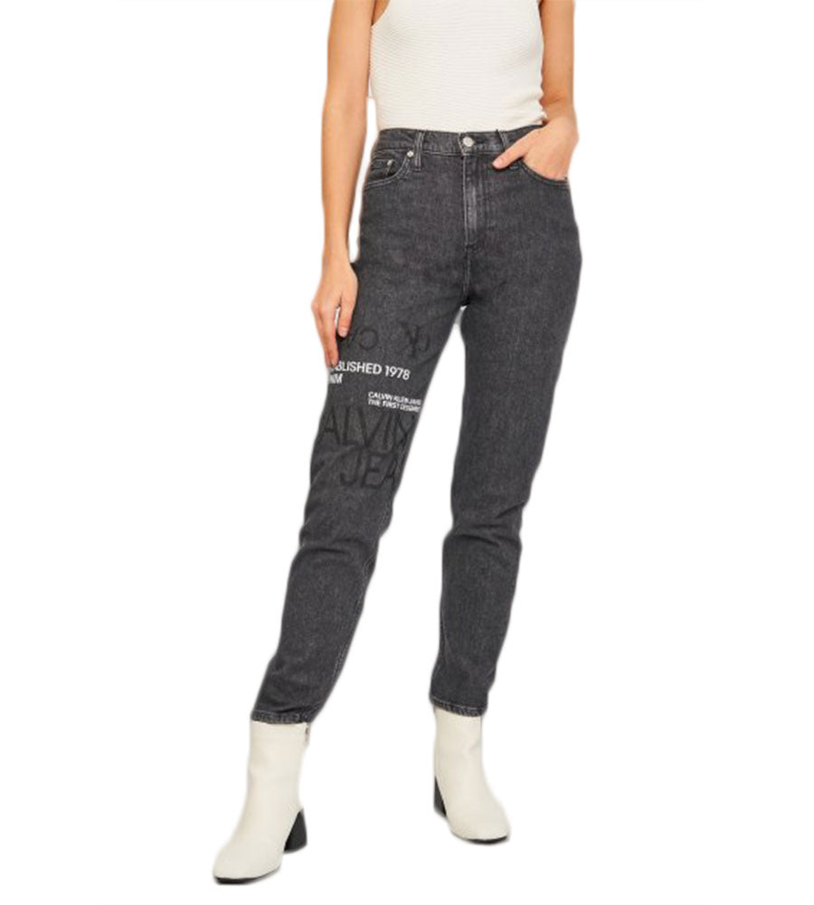 Mom Jeans logo stampato