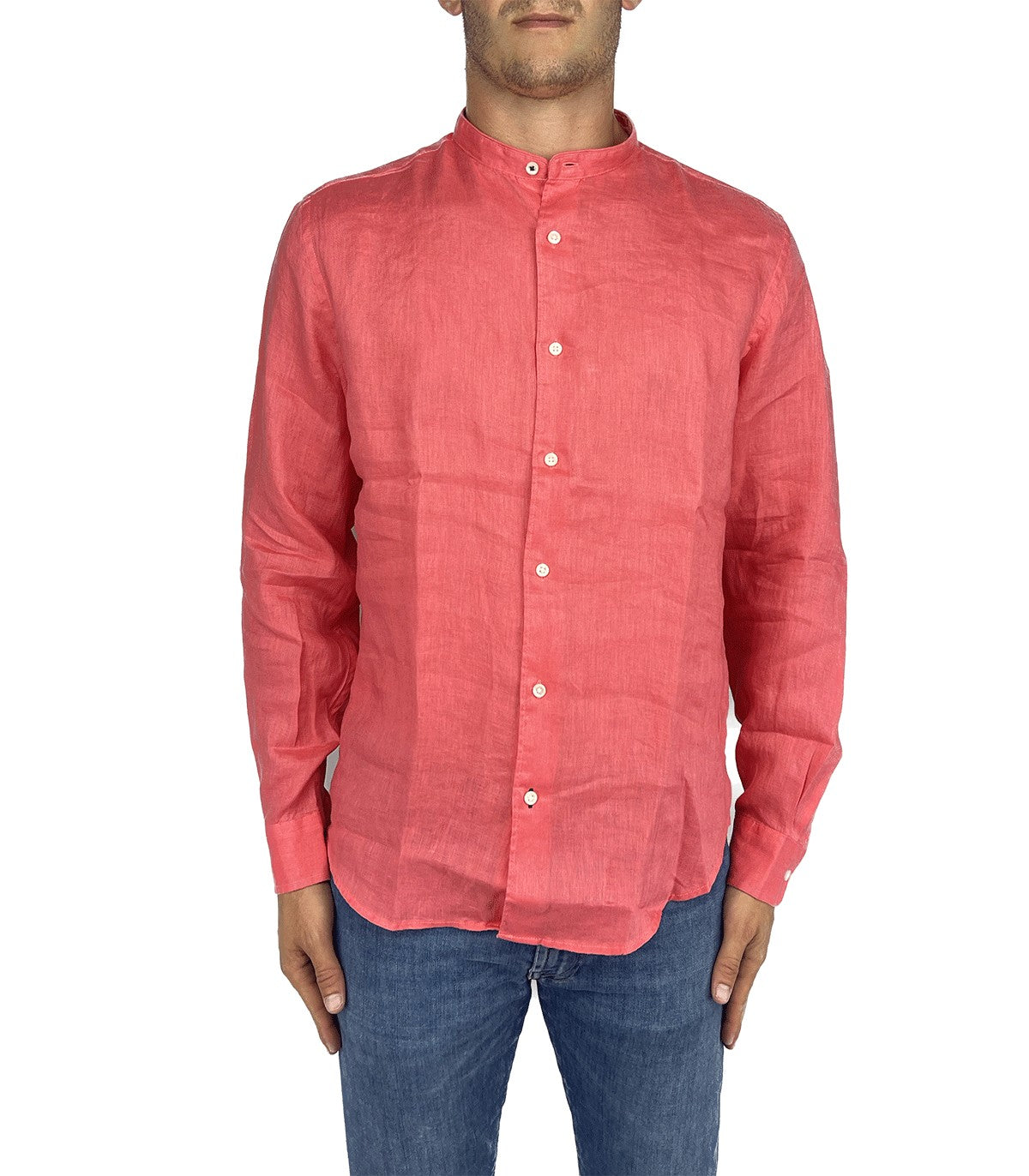 Camicia di lino collo alla coreana