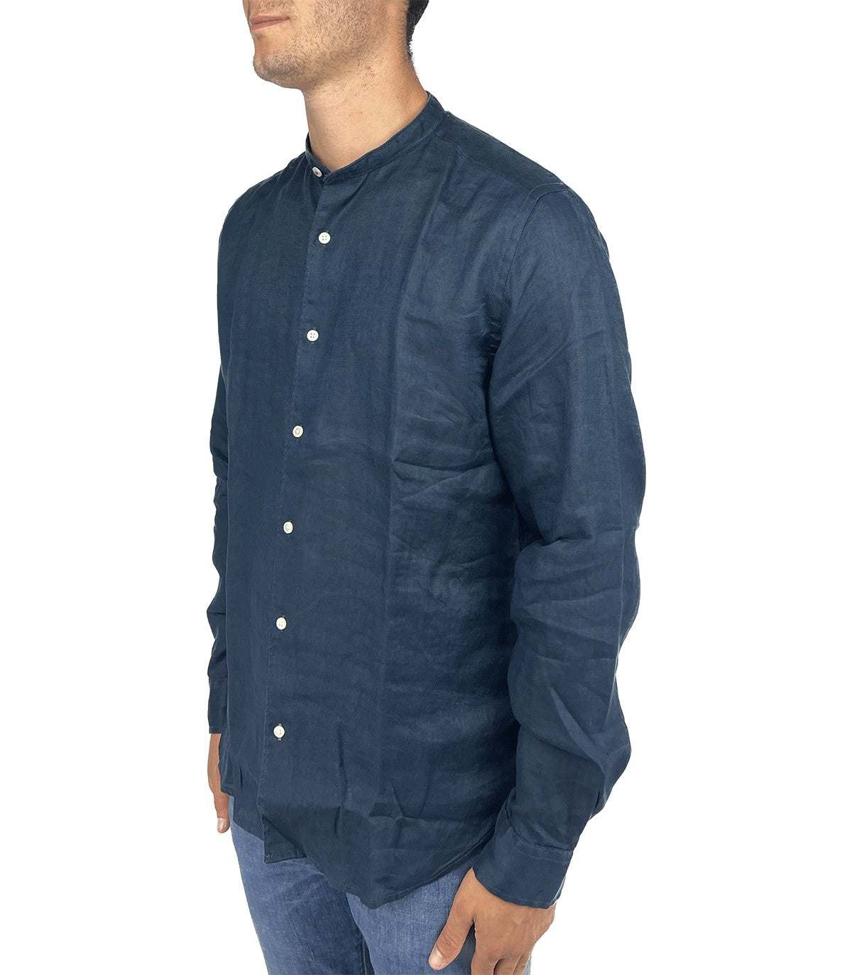 Camicia di lino collo alla coreana