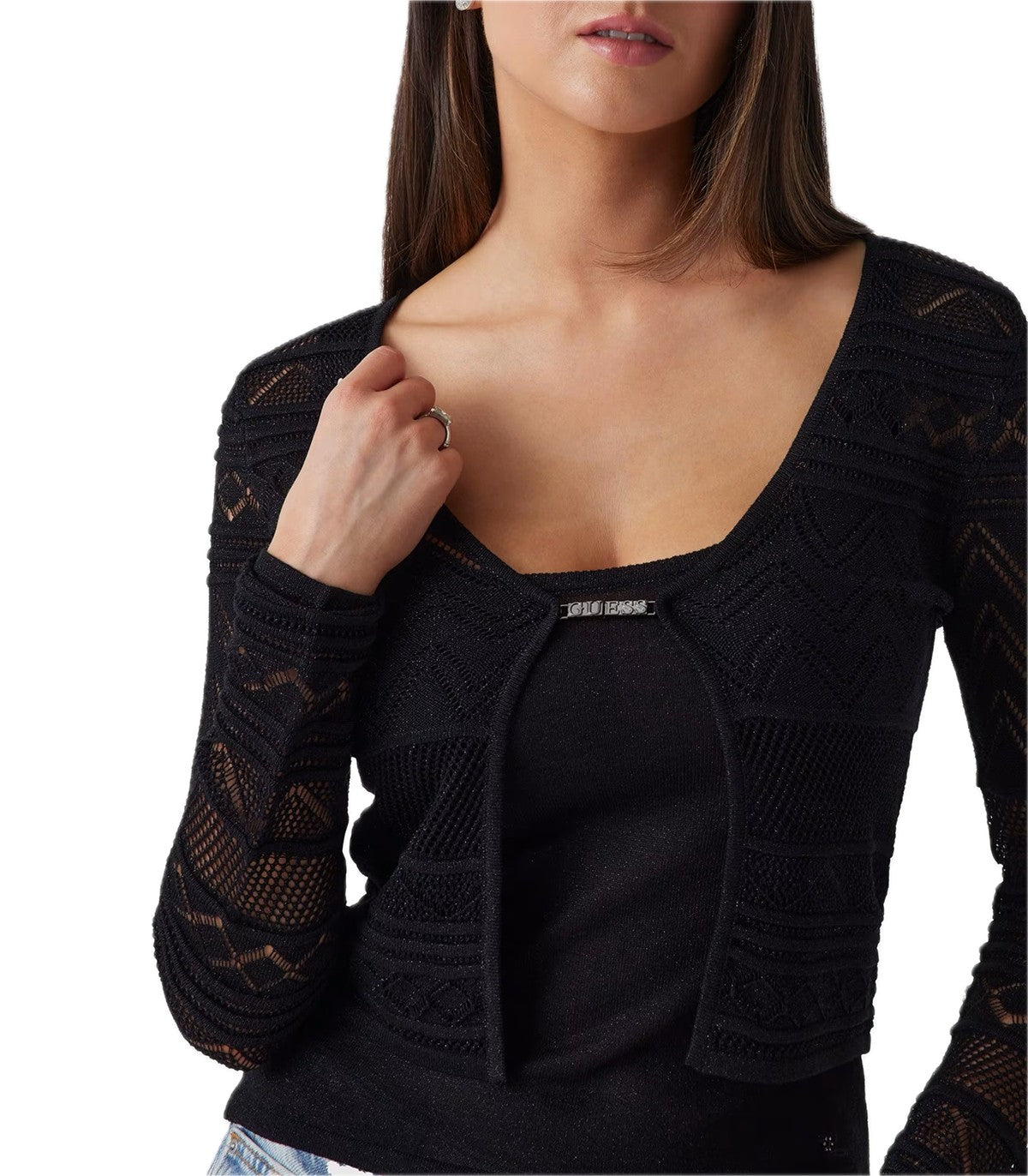 Cardigan in maglia traforata Donna Guess