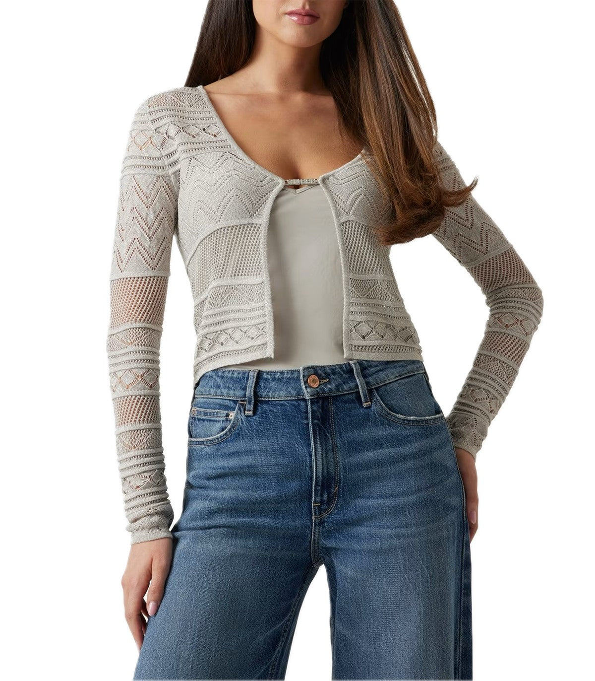Cardigan in maglia traforata Donna Guess