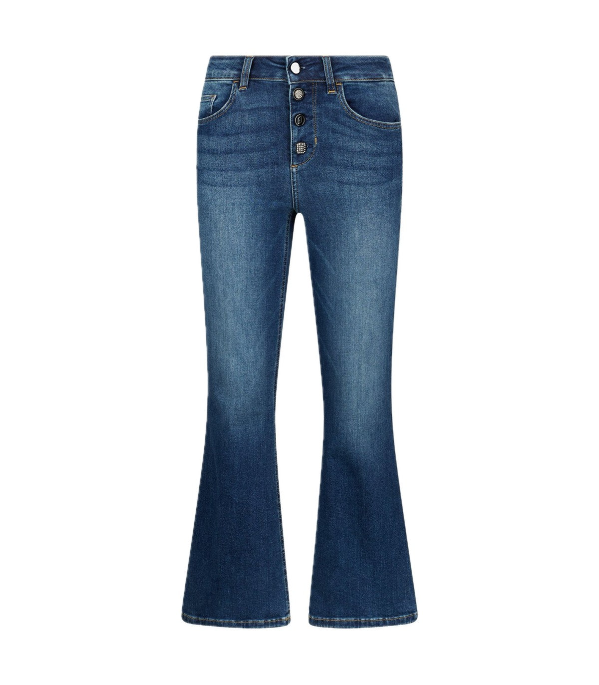 Jeans flare con bottoni a gioiello Liu o