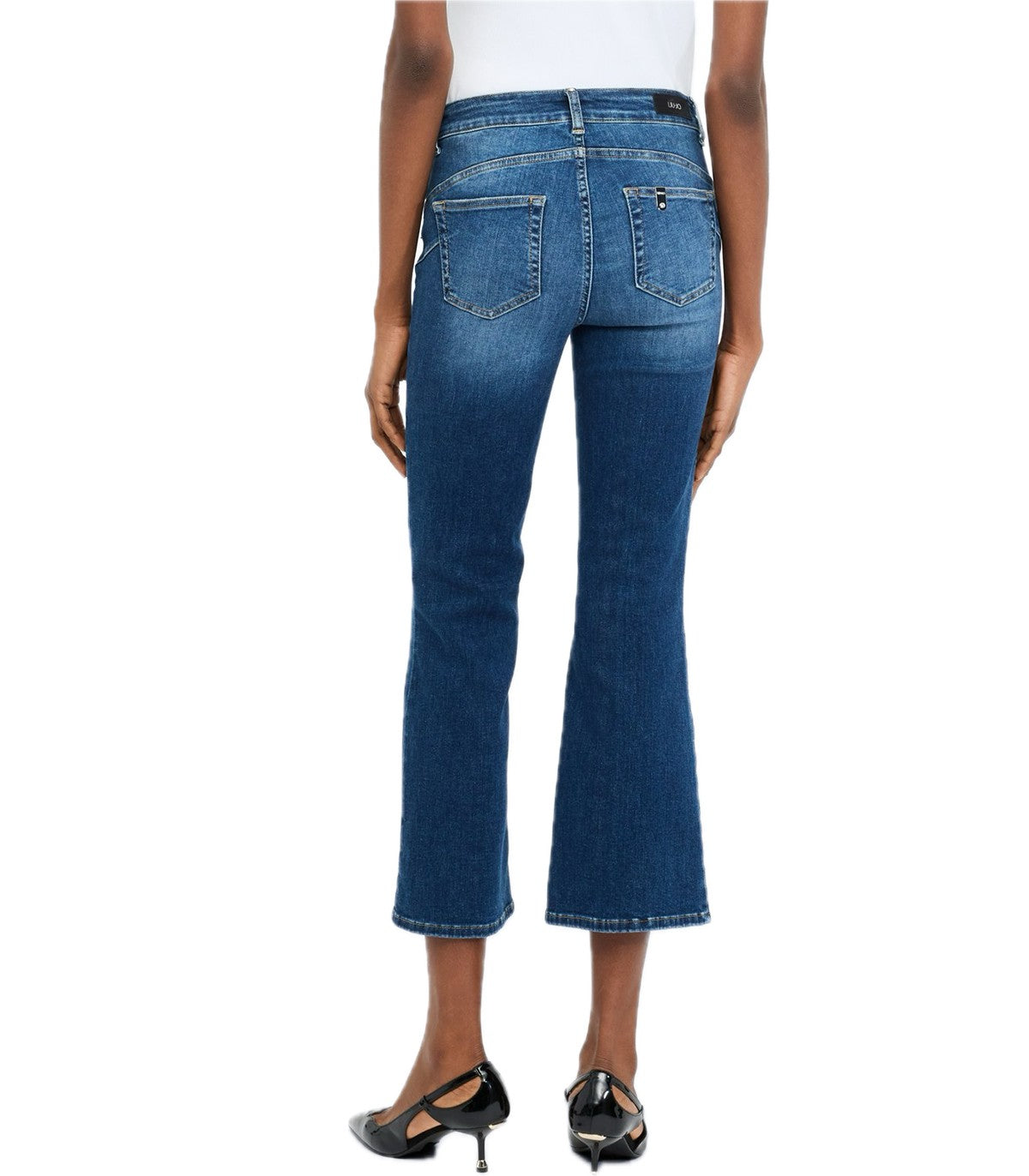 Jeans flare con bottoni a gioiello Liu o