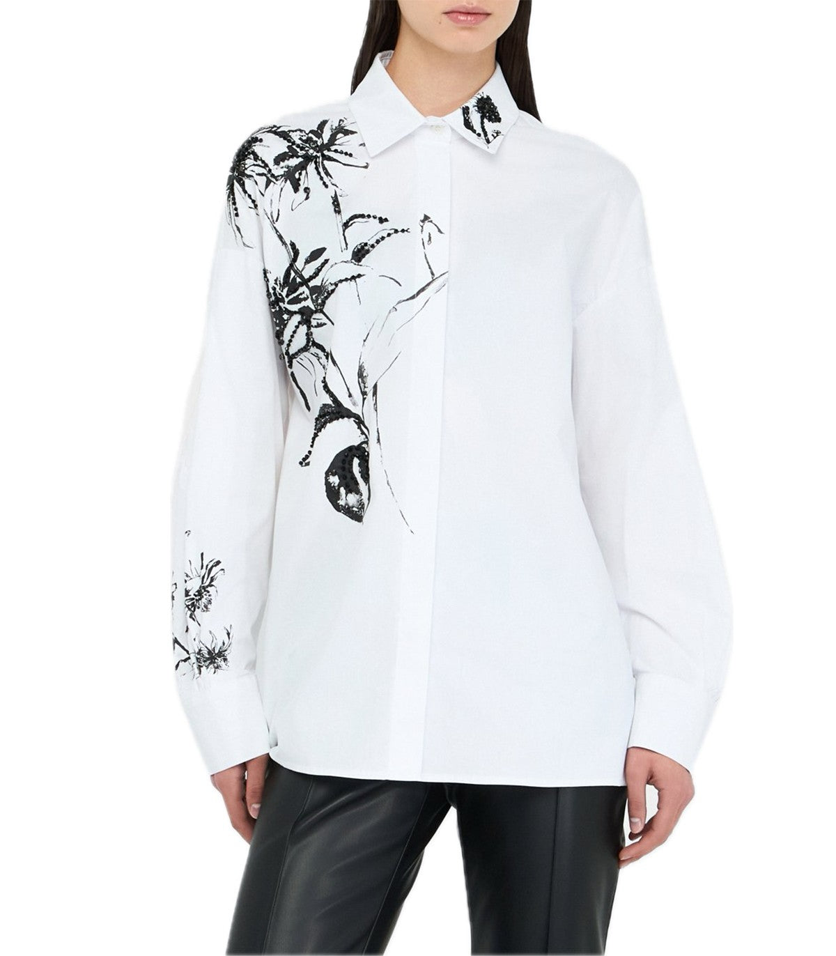 Camicia oversize in popeline con stampa