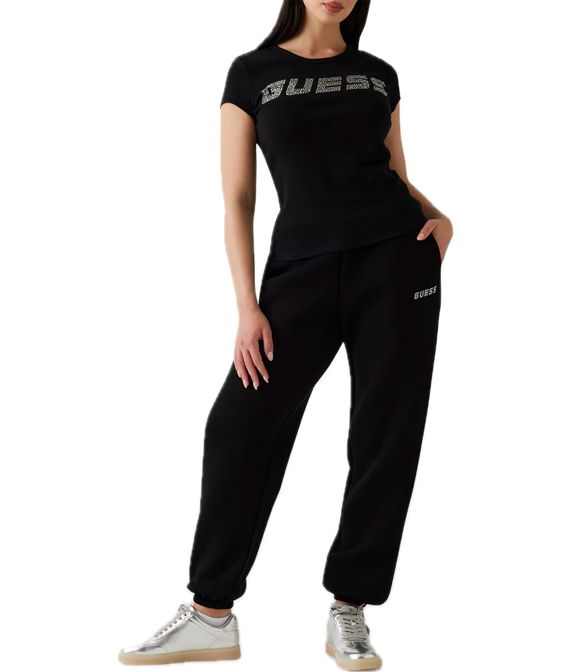 T-shirt con strass Donna Guess