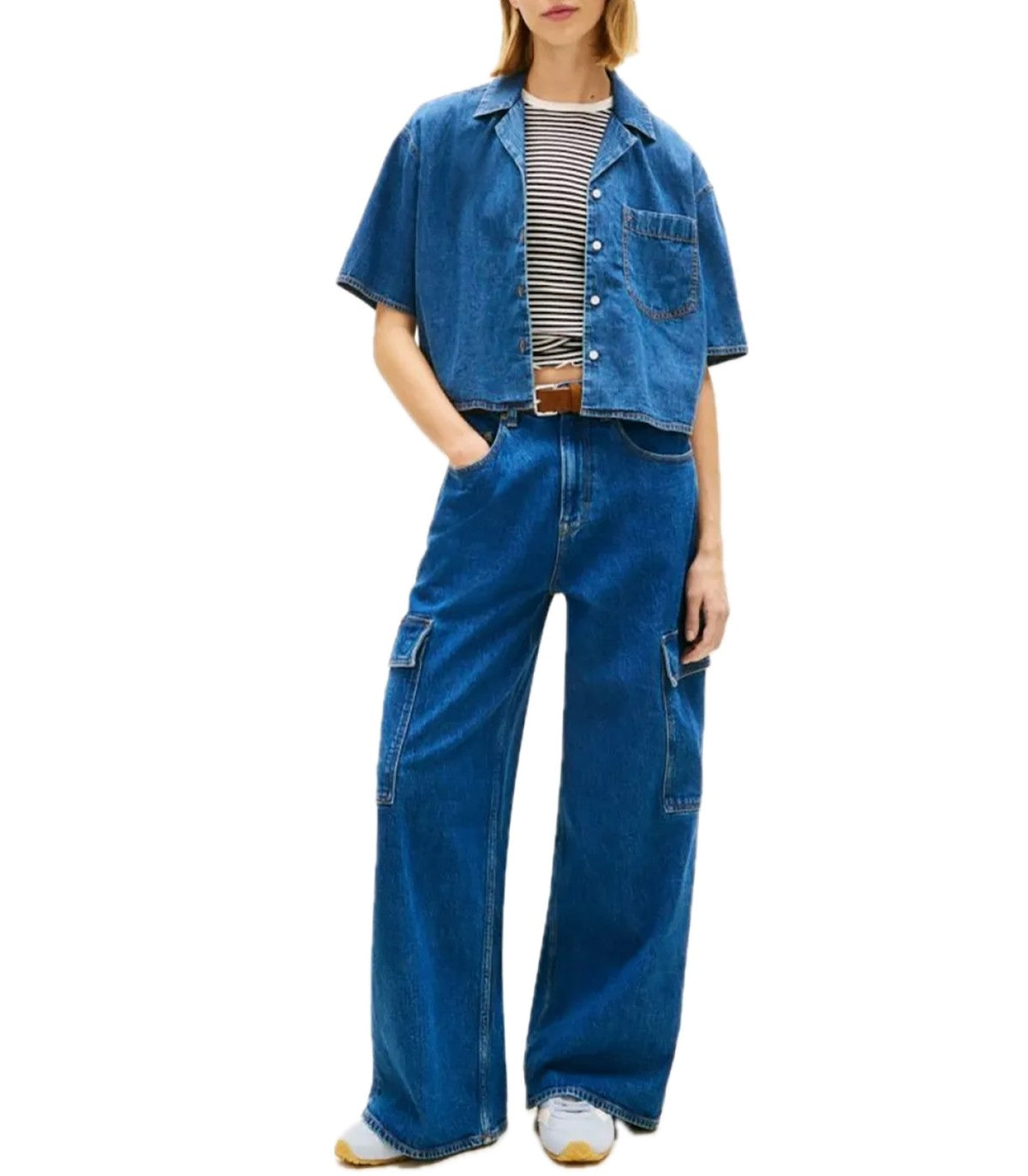 Camicia crop relaxed fit in chambray Tom