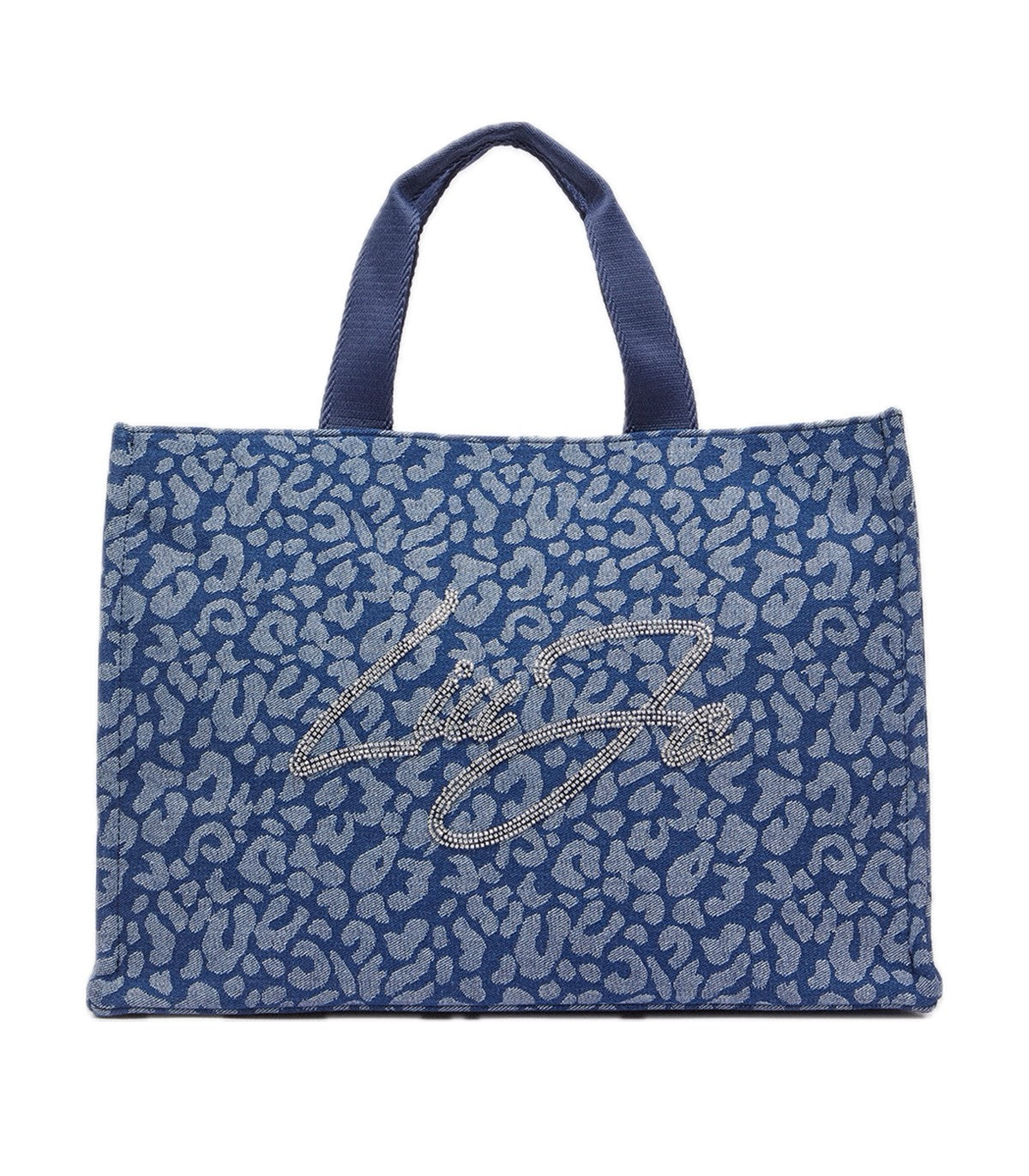 Tote bag grande in denim animalier Liu o