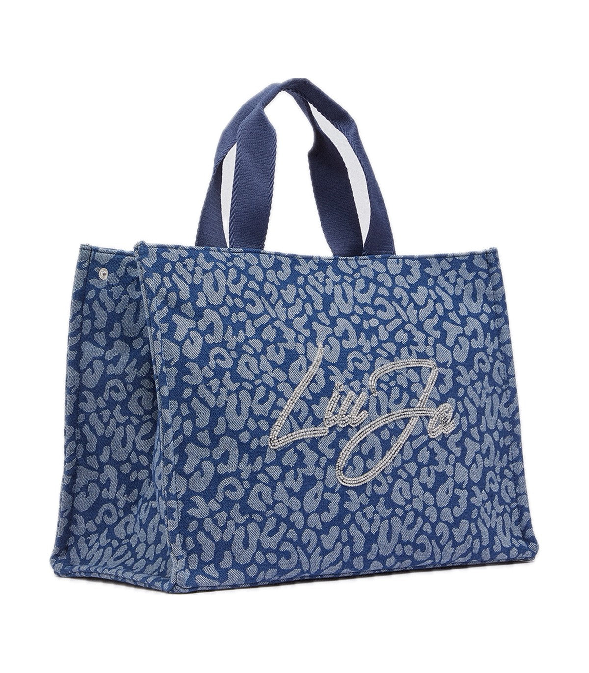 Tote bag grande in denim animalier Liu o